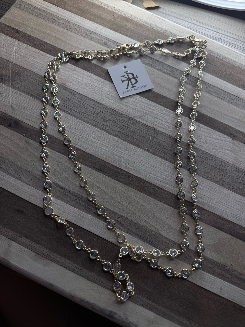 Gold Crystal Station Necklace
